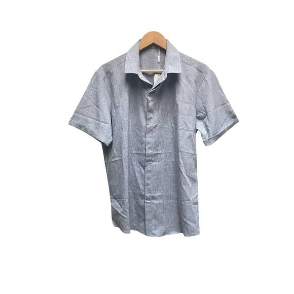 Men’s Coolfandy Blue Hidden Button Cuffed Sleeve Casual Shirt - Picture 7 of 7